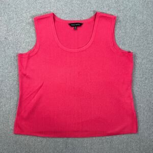Ming Wang Tank Top Shirt Womens X-Large Pink Knit Scoop Neck Career Sleeveless